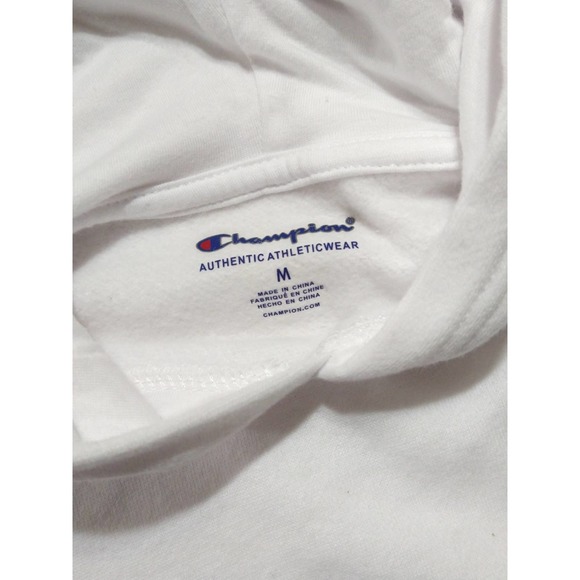 Champion Girls Tie Dye Script Logo Hoodie Size M White Fleece Sweatshirt New - Picture 4 of 8